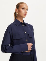 Multi-Pocket Cropped Shirt