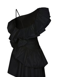 One Shoulder Draped Taffeta Dress