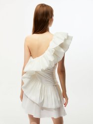 One Shoulder Draped Taffeta Dress