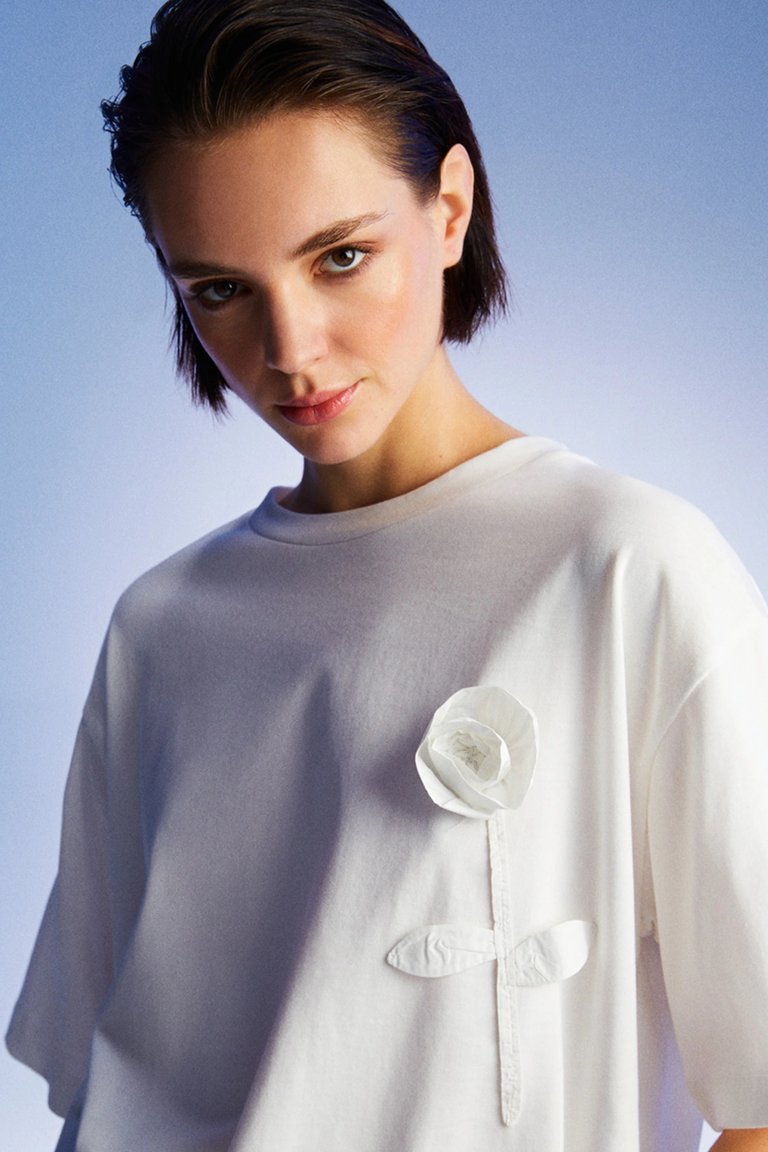 Oversized Embroidered T-Shirt - White