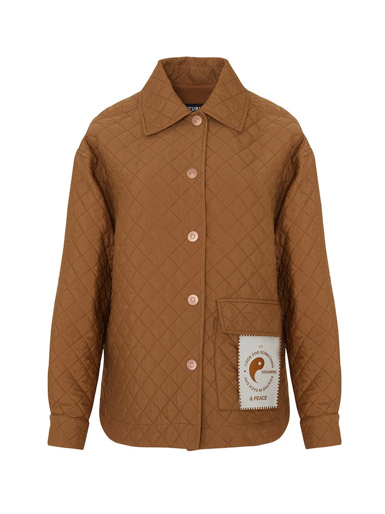 Oversized Quilted Jacket - Camel - Camel