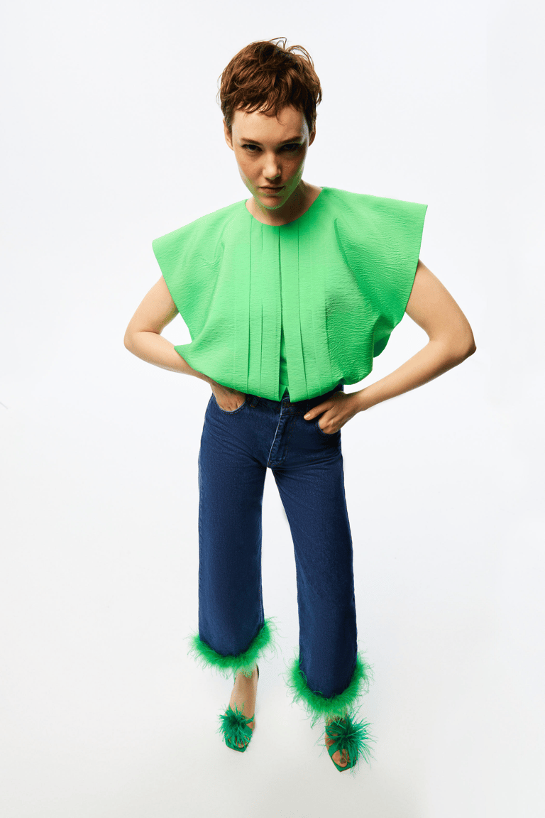 Pleated Green Top - Green