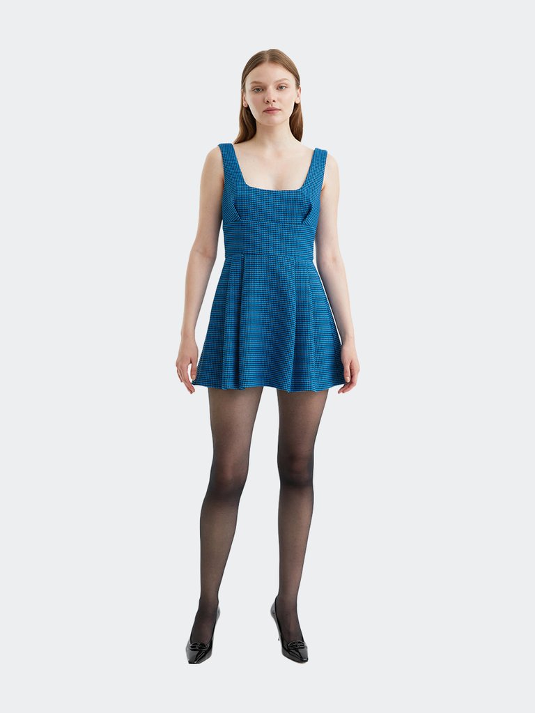 Pleated Mini Dress - Blue