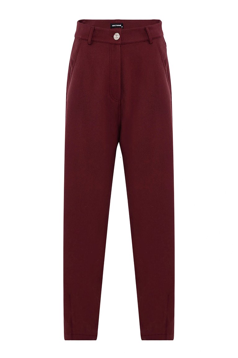 Pleated Slouchy Pants - Burgundy - Burgundy