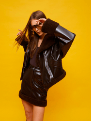 Pleather Jacket - Dark Brown