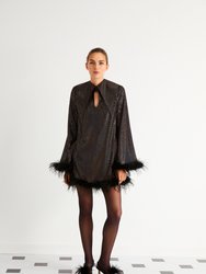Polka Dot Mini Dress - Black