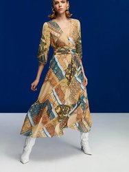 Print Midi Dress - Multi-colored