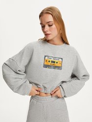Printed Crop Sweatshirt