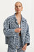 Printed Denim Jacket With Pouch Pocket - Multi-Colored