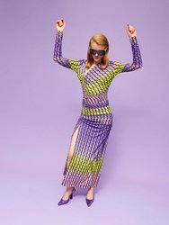 Printed Maxi Slit Dress - Multi-Colored