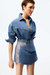 Printed Mini Jean Skirt - Blue