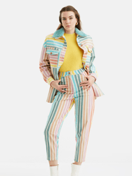 Printed Mom Denim Pants - Multi-Colored