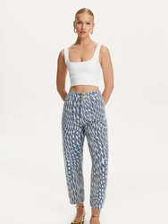 Printed Mom Jeans - Multi-Colored