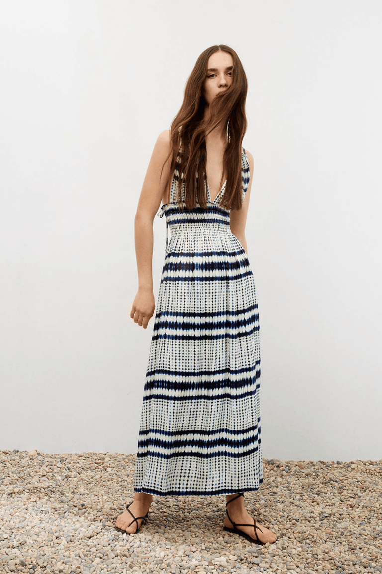 Printed Open Back Dress - Multi-Colored
