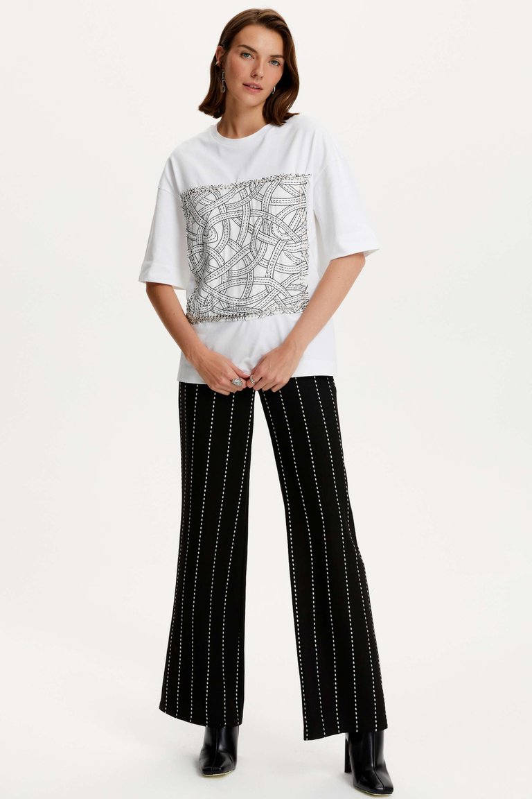 Printed Oversize T-Shirt - White - White