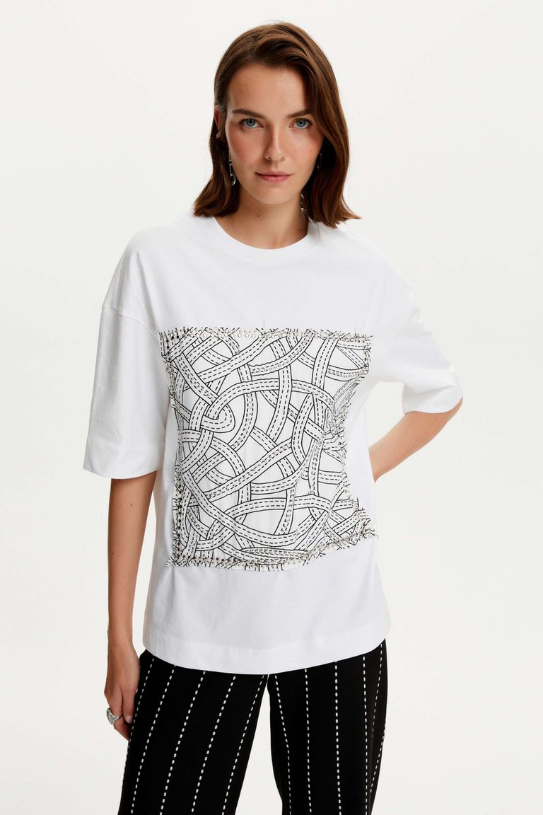 Printed Oversize T-Shirt - White