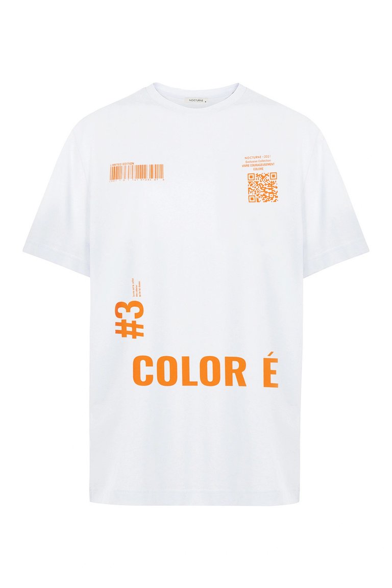 Printed Oversized T-Shirt - Blue - Orange