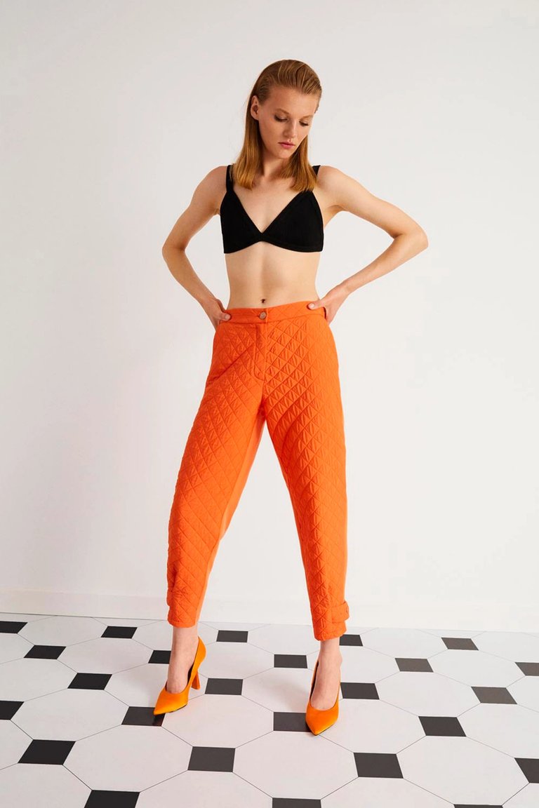 Quilted Joggers - Orange