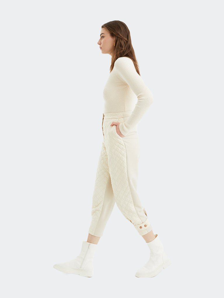Quilted Jogging Pants - Beige