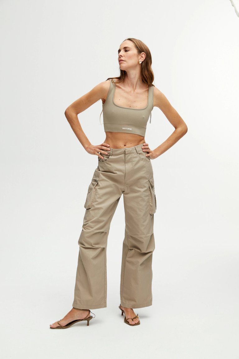 Ribbed Crop Top - Mink