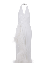 Sequined Feather Boa Mini Dress