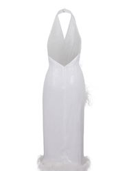 Sequined Feather Boa Mini Dress