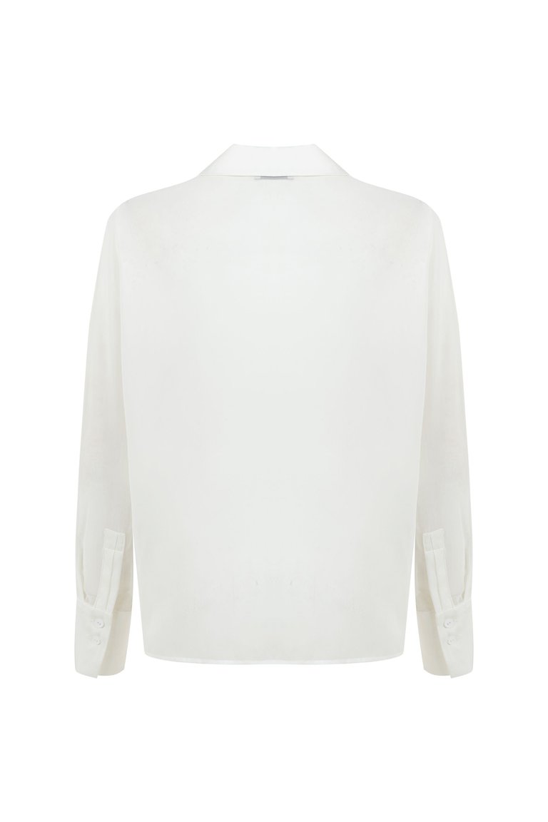 Sheer Button Front Shirt - White