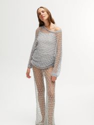 Shimmering Threaded Mesh Pants - Grey