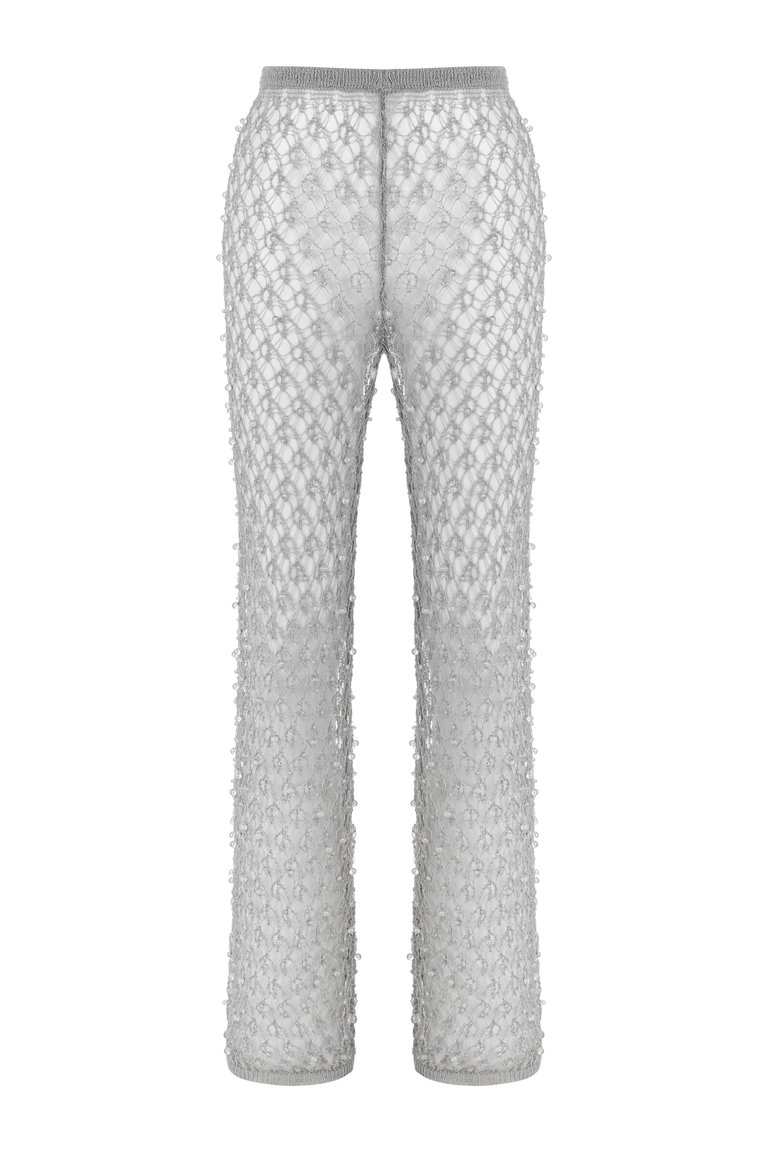 Shimmering Threaded Mesh Pants - Grey - Grey
