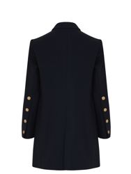 Shoulder Pad Double-Breasted Blazer - Navy Blue