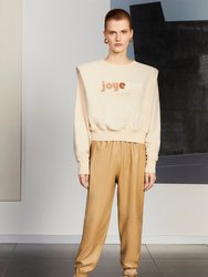 Shoulder Pad Embroidered Sweatshirt - Beige