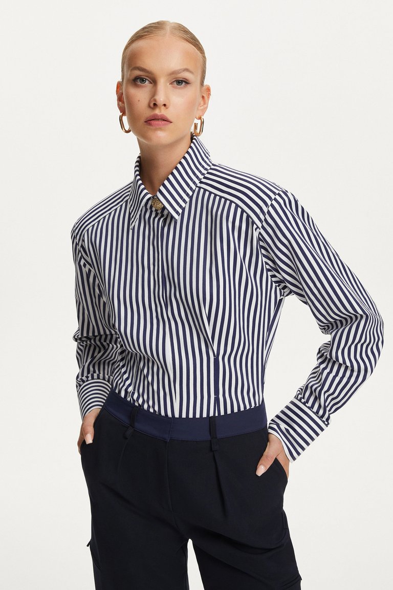 Shoulder Pad Striped Shirt