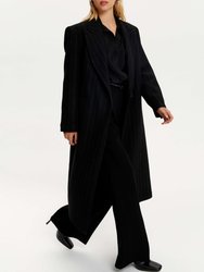 Shoulder Pad Wool Blend Coat - Black