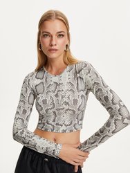 Silver Snake Printed Crop Top - Multi-Colored