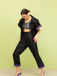 Slouchy Cuffed Pants - Black