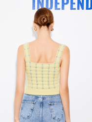 Soft Textured Plaid Crop Top