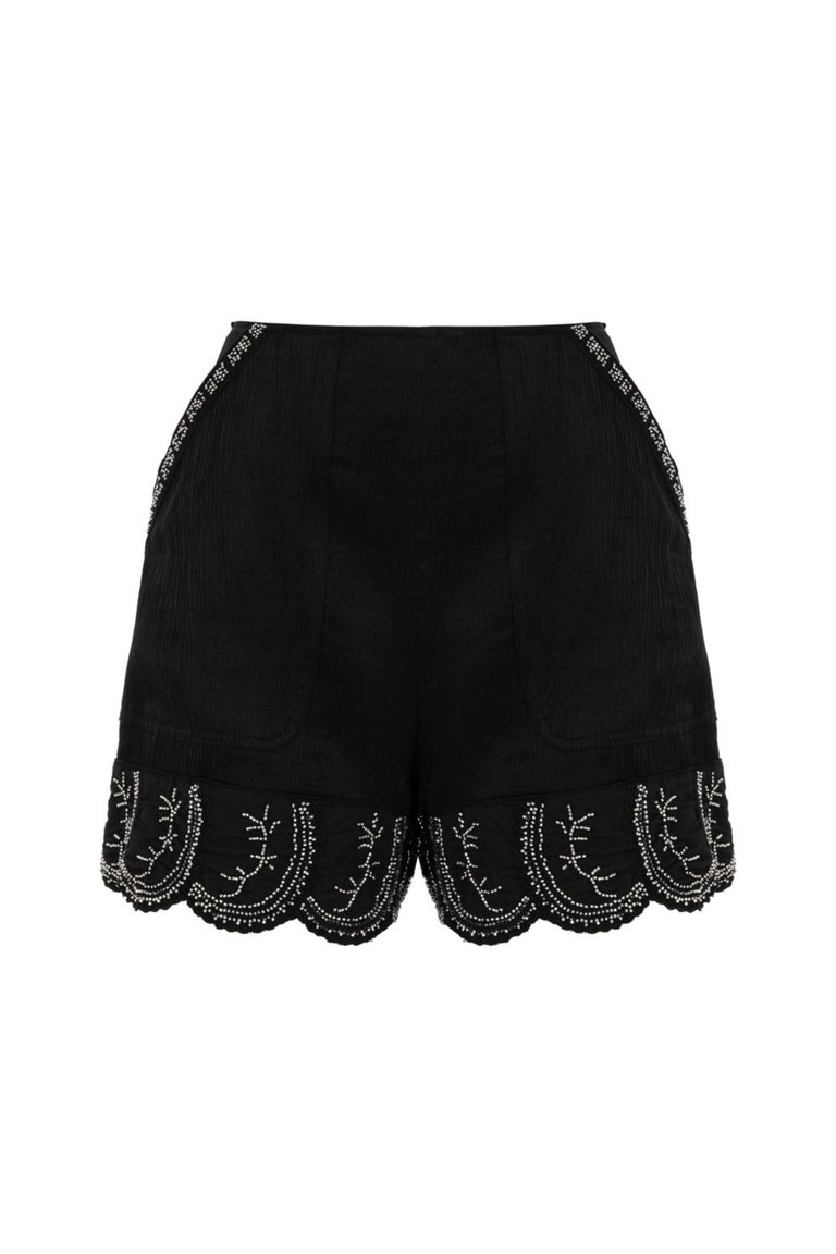 Stone Detailed Shorts - Black