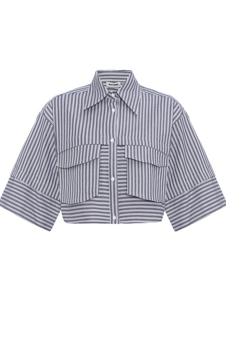 Striped Crop Shirt - Multi-Colored