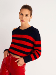 Striped Knit Sweater - Multi-Colored