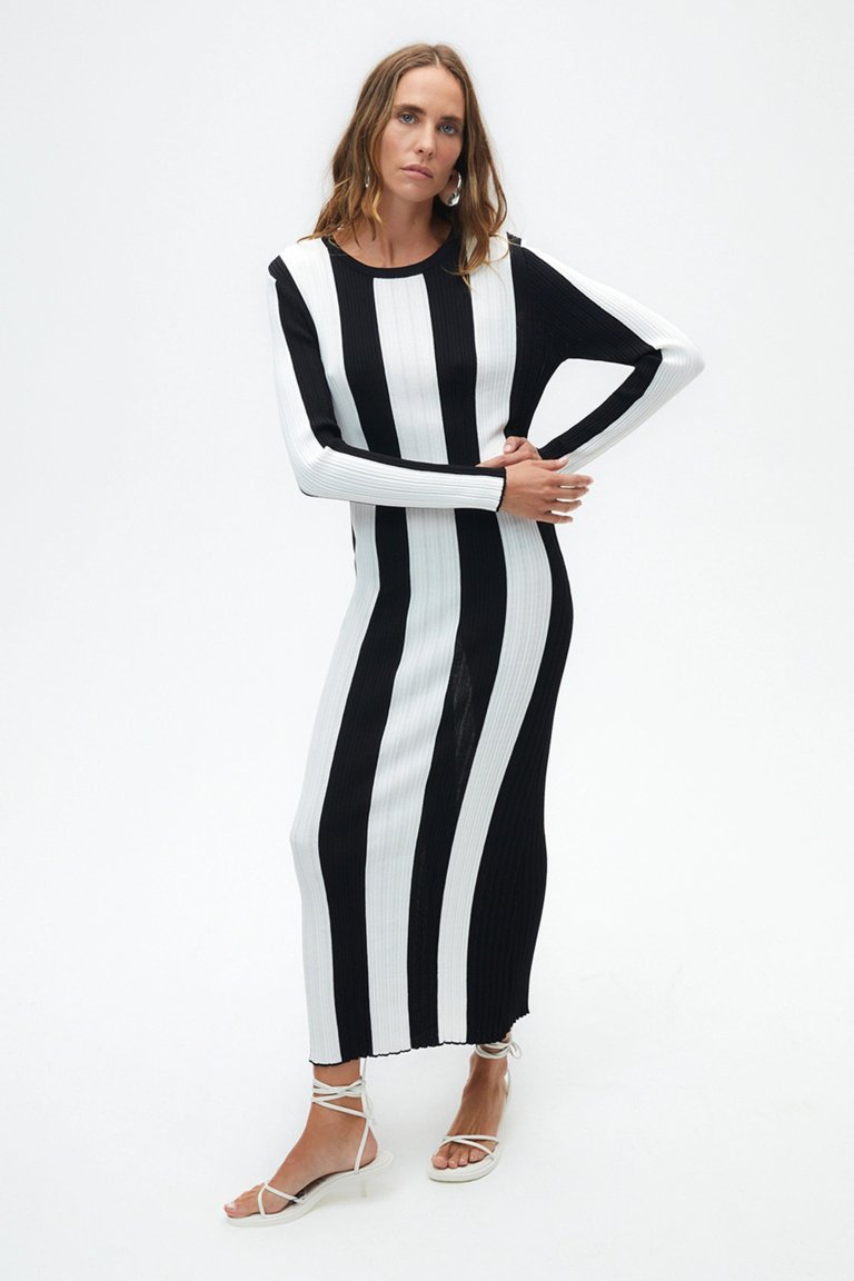 Striped Long Dress - Multi-Colored