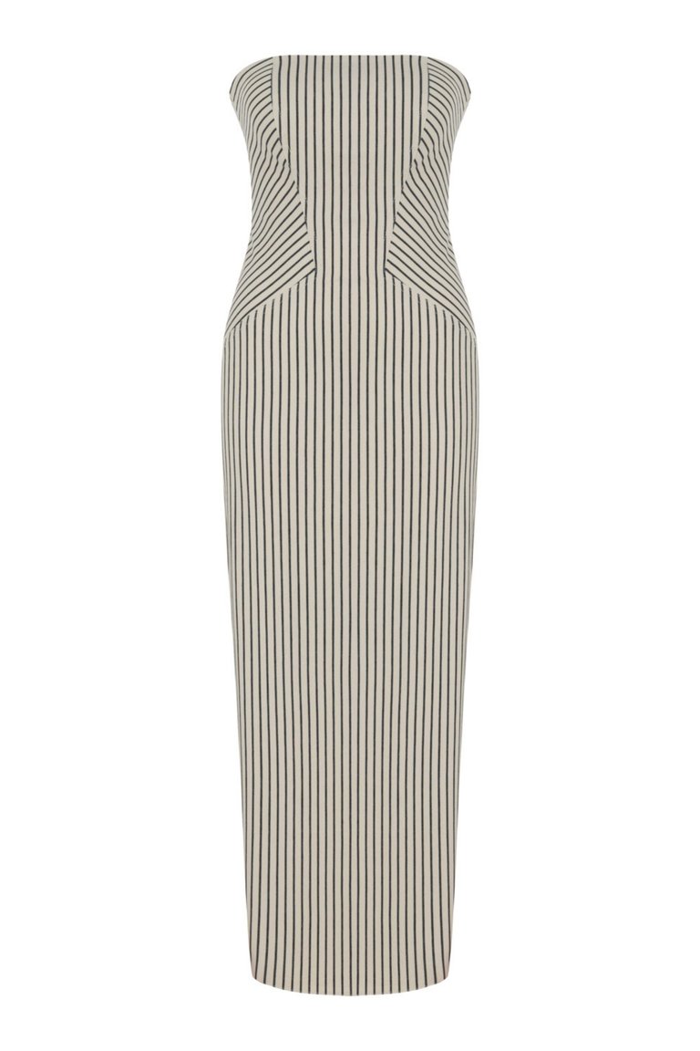 Striped Strapless Dress - Multi-Colored