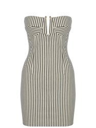 Striped Strapless Mini Dress - Multi-Colored