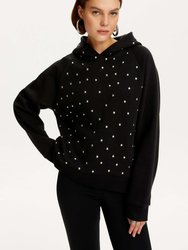 Studded Hoodie Sweatshirt - Black