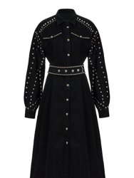 Studded Jean Dress - Charcoal Anthracite