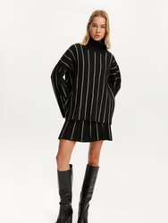 Studded Oversized Knit Sweater - Black