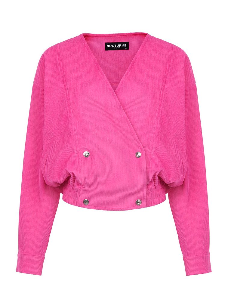 Surplice Corduroy Jacket - Pink