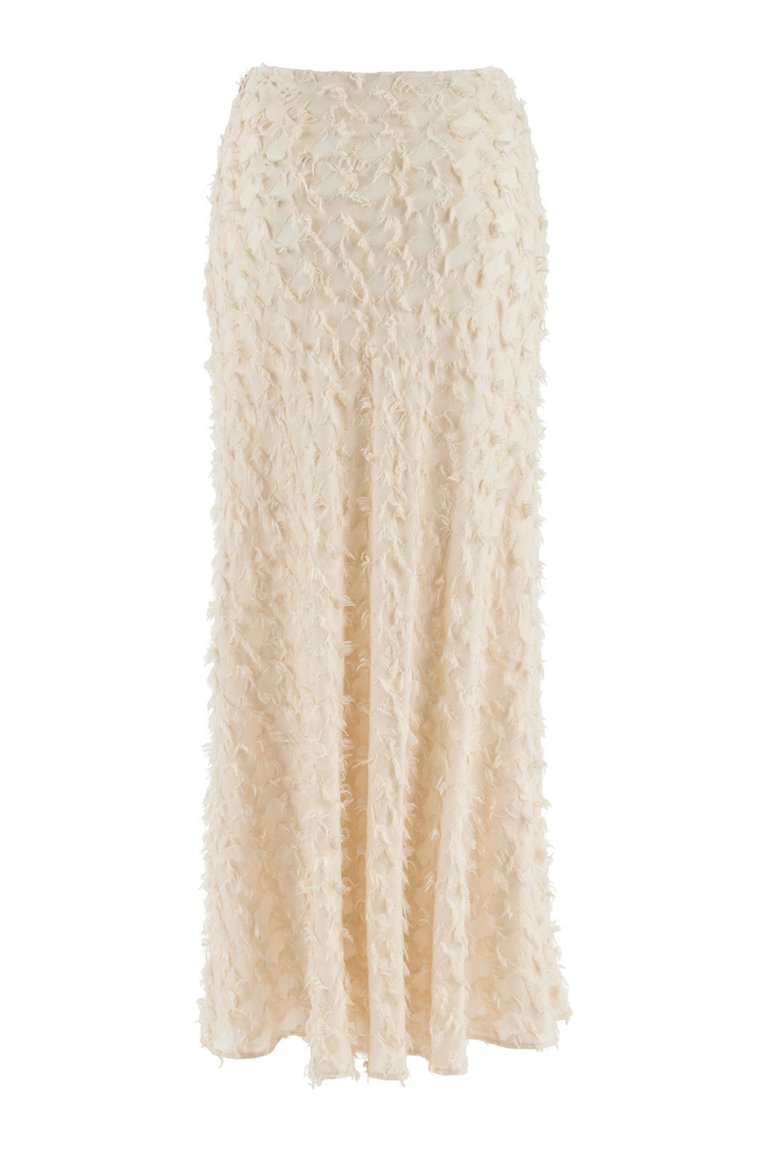 Tasseled Long Skirt - Ecru