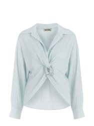 Textured Blouse With Front Knot