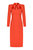 Tie Neck Midi Dress with Shoulder Pad - Red