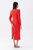 Tie Neck Midi Dress with Shoulder Pad - Red